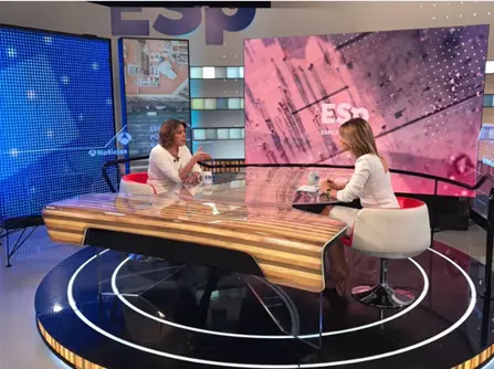  Susana D&iacute;az, este lunes, durante la entrevista en Antena 3. 