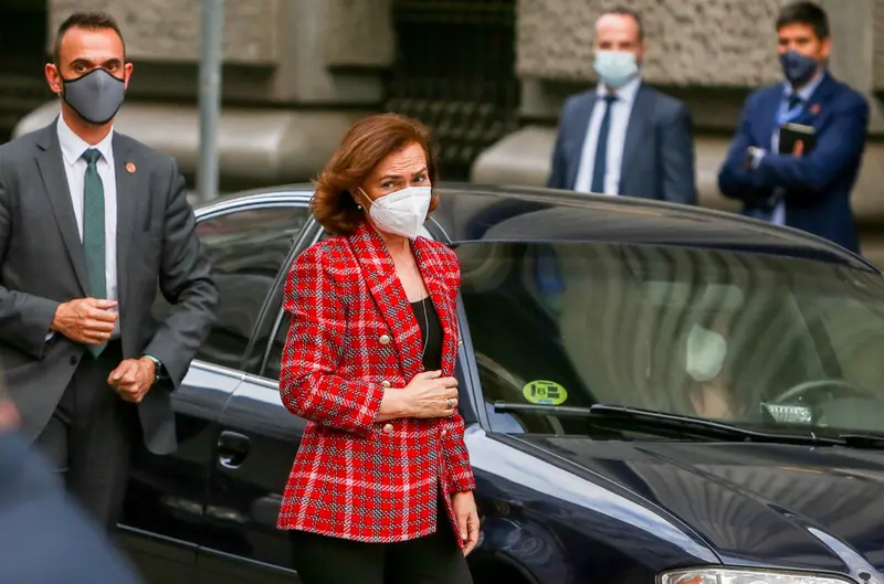  La vicepresidenta primera, Carmen Calvo a su llegada a la jornada 'Los retos de la democracia hoy' por el 40&ordm; aniversario del 23-F - EUROPA PRESS/R.Rubio.POOL - Europa Press 