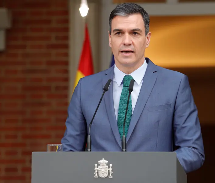  El presidente del Gobierno, Pedro S&aacute;nchez, comparece ante los medios para informar sobre los cambios en el Ejecutivo, en Madrid (Espa&ntilde;a), a 30 de marzo de 2021. La salida del vicepresidente segundo del Gobierno ha provocado la llegada tanto de una nueva v - EUROPA PRESS/J. Hell&iacute;n. POOL - Europa Press 
