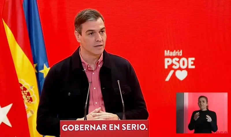  El presidente del Gobierno, Pedro S&aacute;nchez, en un acto este domingo junto al candidato socialista a presidir la Comunidad de Madrid, &Aacute;ngel Gabilondo - PSOE 