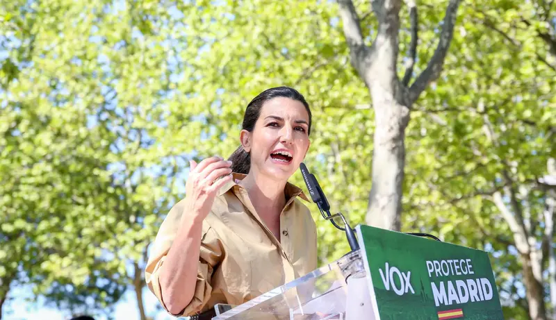  La candidata de Vox a la Presidencia de la Comunidad de Madrid, Roc&iacute;o Monasterio, durante un acto previo a las elecciones en Boadilla del Monte. - Ricardo Rubio - Europa Press 