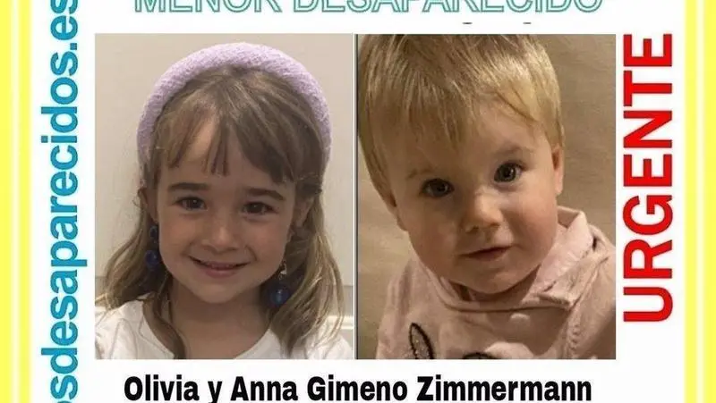  Cartel de b&uacute;squeda de las peque&ntilde;as desaparecidas Anna y Olivia. Twitter 