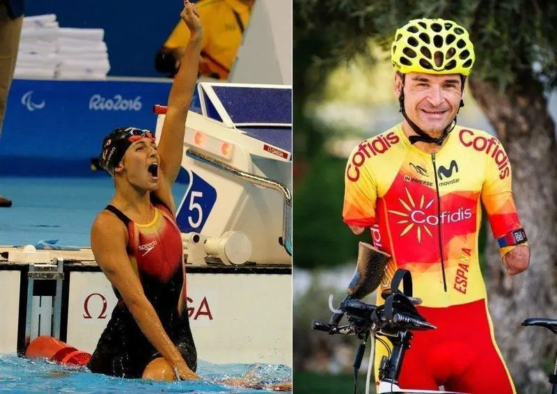  La nadadora Michelle Alonso y el ciclista Ricardo Ten abanderados del equipo espa&ntilde;ol Paral&iacute;mpico. Twitter. 