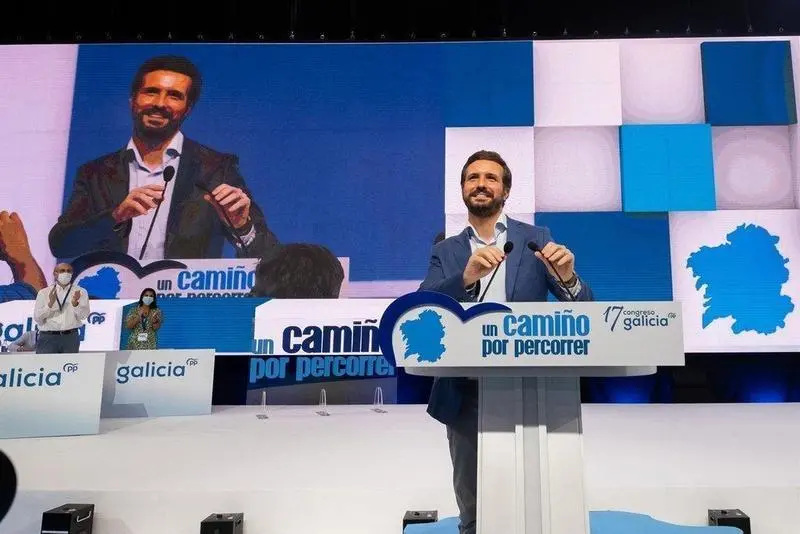  El presidente del PP, Pablo Casado, en el 17 Congreso del PP de Galicia, a 17 de julio de 2021, en Santiago de Compostela (Galicia). - C&eacute;sar Arxina - Europa Press 