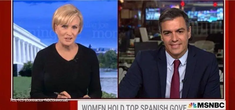  El presidente del Gobierno, Pedro S&aacute;nchez, en una entrevista en la cadena estadounidense MSNBC - EP 