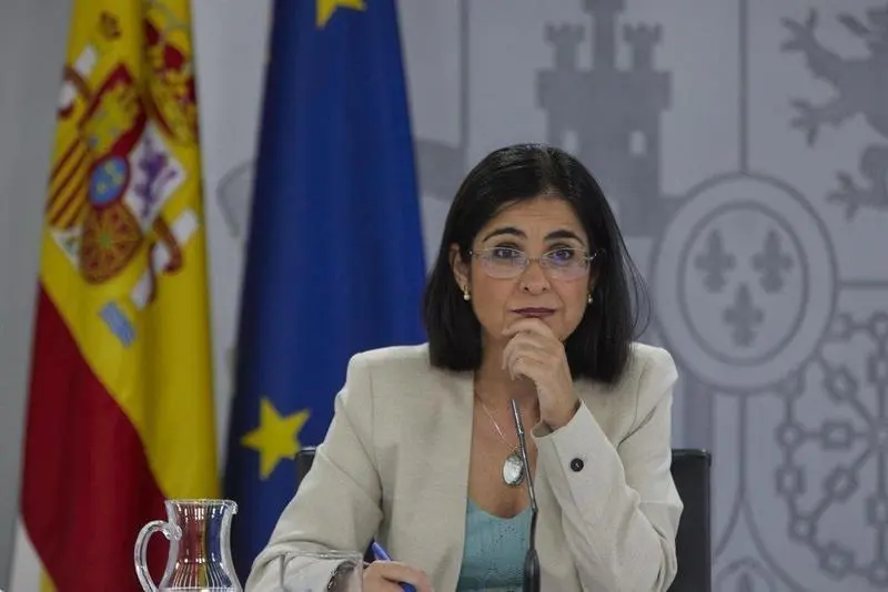  La ministra de Sanidad, Carolina Darias, durante la rueda de prensa posterior al Consejo Interterritorial del Sistema Nacional de Salud, a 28 de julio de 2021, en La Moncloa, Madrid, (Espa&ntilde;a). - EUROPA PRESS/J. Hell&iacute;n. POOL - Europa Press 