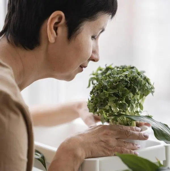  side-view-of-woman-smelling-indoor-plant 