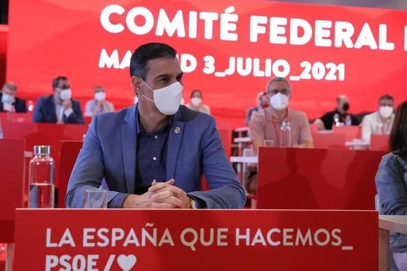  Archivo - El presidente del Gobierno, Pedro S&aacute;nchez, durante una reuni&oacute;n de los componentes del Comit&eacute; Federal del PSOE, a 3 de julio de 2021, en Madrid, (Espa&ntilde;a). Esta reuni&oacute;n ordinaria, compuesta por el m&aacute;ximo &oacute;rgano de decisi&oacute;n del Partido Socialista, - Isabel Infantes - Europa Press - Archivo 