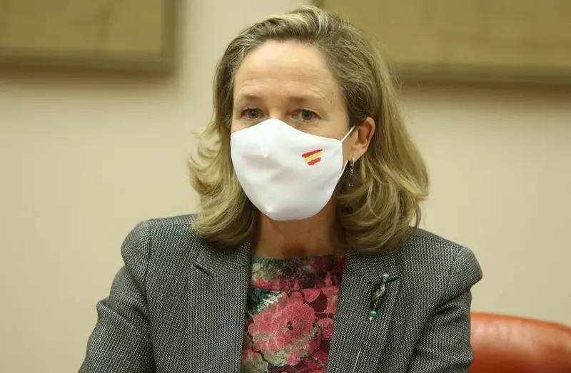  La vicepresidenta Tercera del Gobierno, Nadia Calvi&ntilde;o, comparece en la comisi&oacute;n de Asuntos Econ&oacute;micos y Transformaci&oacute;n Digital del Congreso de los Diputados, a 9 de diciembre de 2020. - EUROPA PRESS/R.Rubio.POOL - Europa Press 