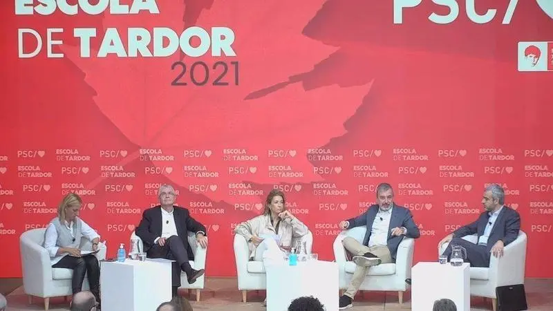 <p> Ministra de Transportes, Raquel S&aacute;nchez; presidentes de Renfe y Aena, Isa&iacute;as T&aacute;boas y Maurici Lucena; primer teniente de alcalde de Barcelona, Jaume Collboni, y alcaldesa de Badia del Vall&egrave;s, Eva Menor. - PSC </p>