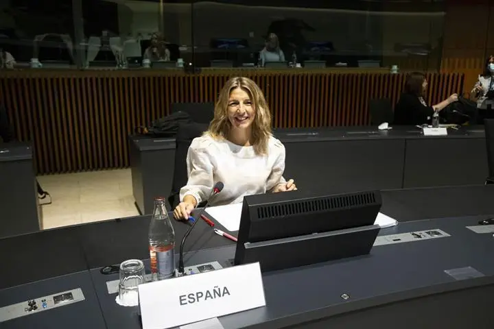 <p> Yolanda D&iacute;az en la presentaci&oacute;n del Mecanismo de Alerta Social </p>