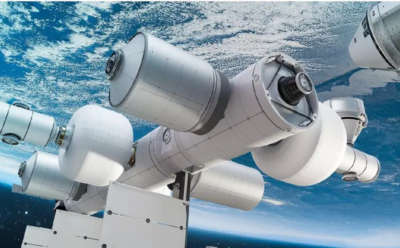 <p> Plan del primer hotel espacial por Jeff Bezos y Blue Origin. Fuente: Twitter </p>