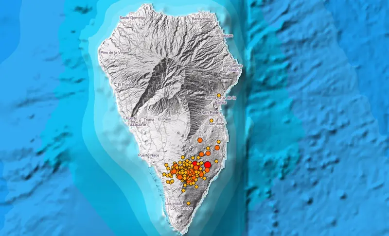 <p> Actividad s&iacute;smica al sur de La Palma - IGN </p>