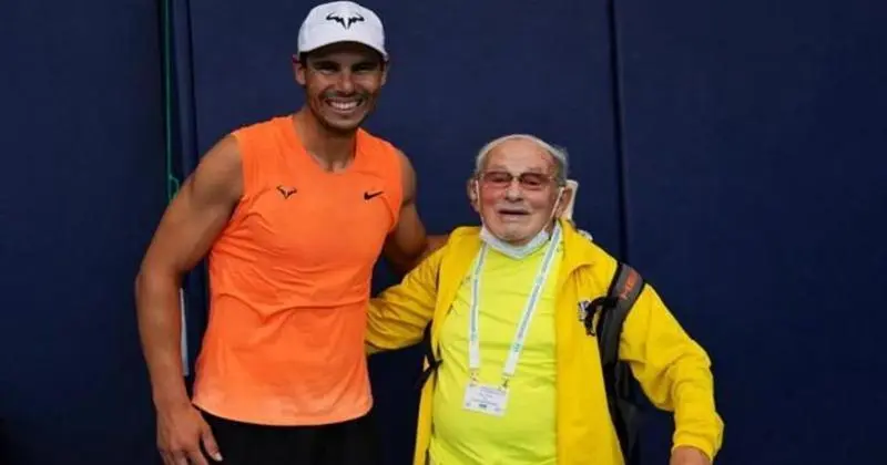 <p> Leonid Stanislavskyi junto a Rafa Nadal </p>