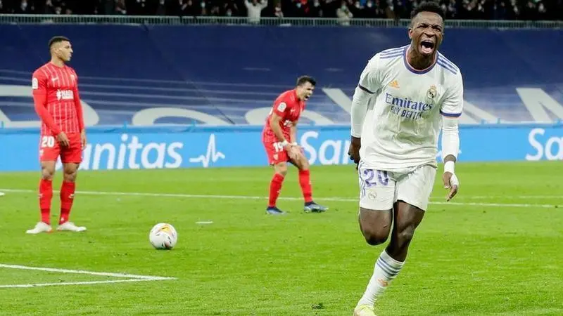 <p> Vinicius Jr en la celebraci&oacute;n del gol de la victoria </p>