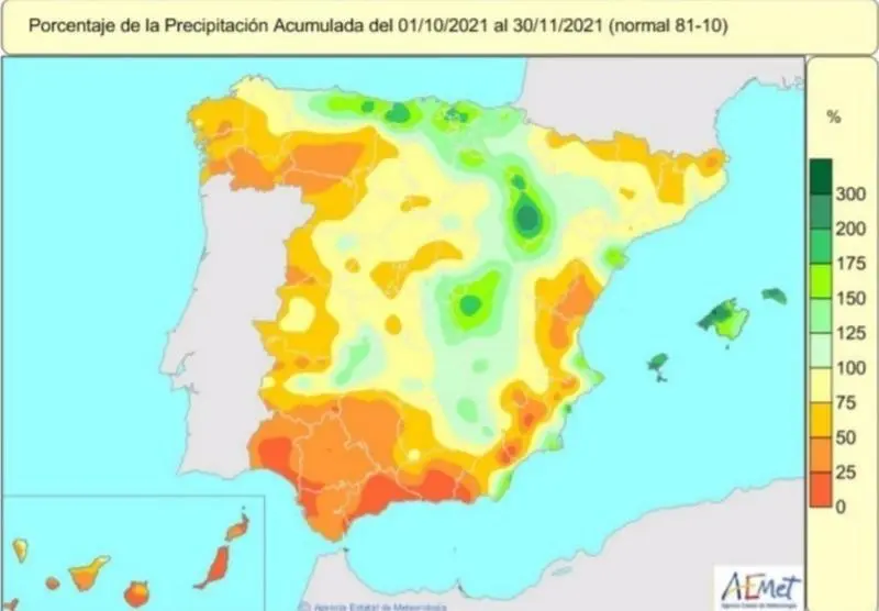 <p> En el mapa se aprecia la acumulaci&oacute;n de precipitaciones estos dos meses. </p>