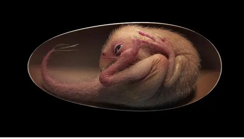 <p> Esta es una reconstrucci&oacute;n del dinosaurio beb&eacute; basada en el f&oacute;sil. </p>