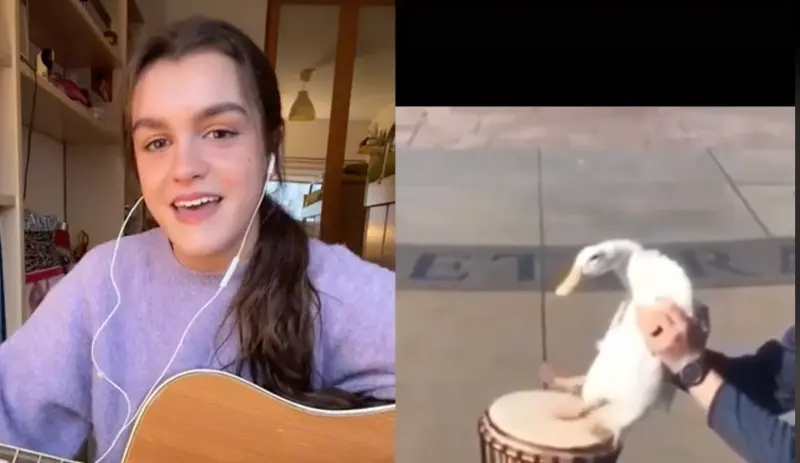 <p> Amaia en su dueto de TikTok </p>