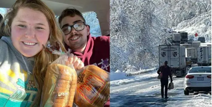 <p> una pareja solicita el reparto de suministros </p>