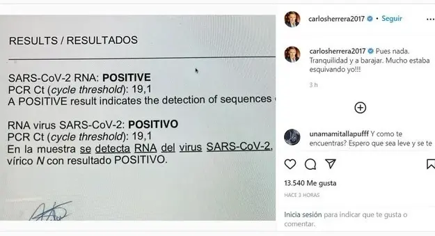 <p> Herrera ha compartido su positivo tambi&eacute;n en las redes sociales. </p>