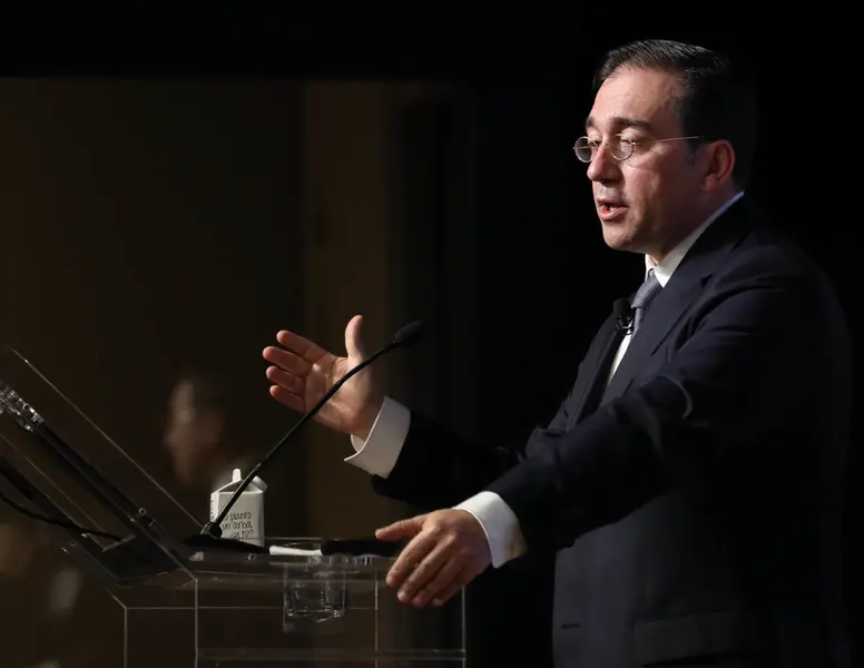 <p> El ministro de Asuntos Exteriores, Uni&oacute;n Europea y Cooperaci&oacute;n, Jos&eacute; Manuel Albares, interviene en un desayuno Informativo de Europa Press, en el Auditorio El Beatriz Madrid, a 21 de enero de 2022, en Madrid (Espa&ntilde;a). - Marta Fern&aacute;ndez Jara - Europa Press </p>