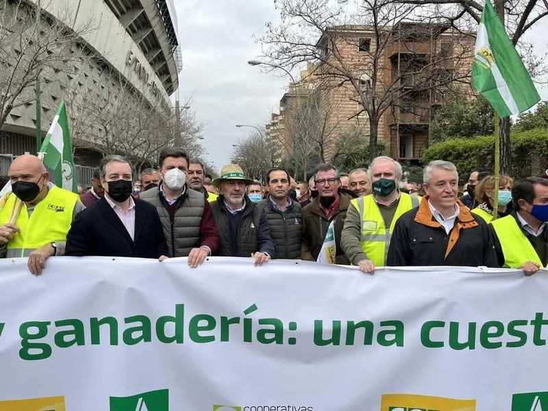 <p> Protesta de agricultores y ganaderos en Sevilla </p>
