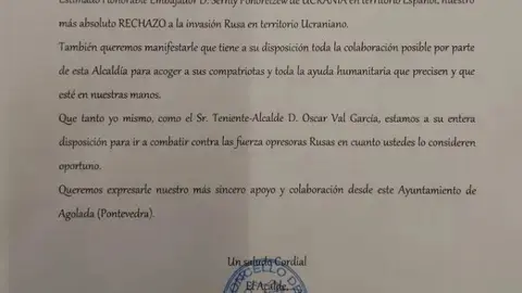 <p> Comunicado alcalde Agolada- Fuente: Facebook Luis Calvo Migu&eacute;lez </p>