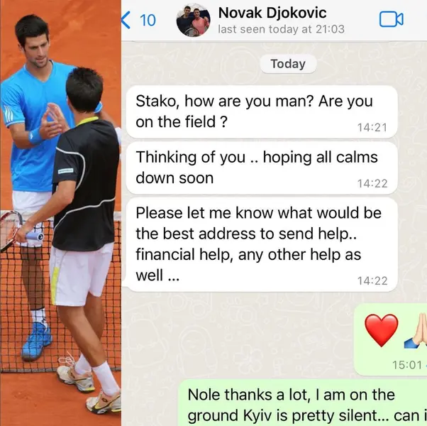 <p> La conversaci&oacute;n de Novak Djokovic con Stahkovsky </p>