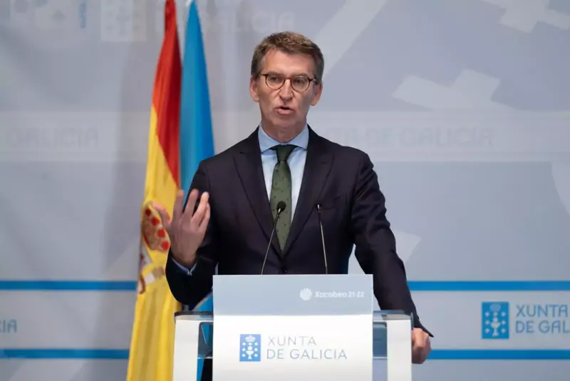 <p> Feij&oacute;o, en la rueda de prensa posterior al Consello de la Xunta. Fuente: Europa Press </p>