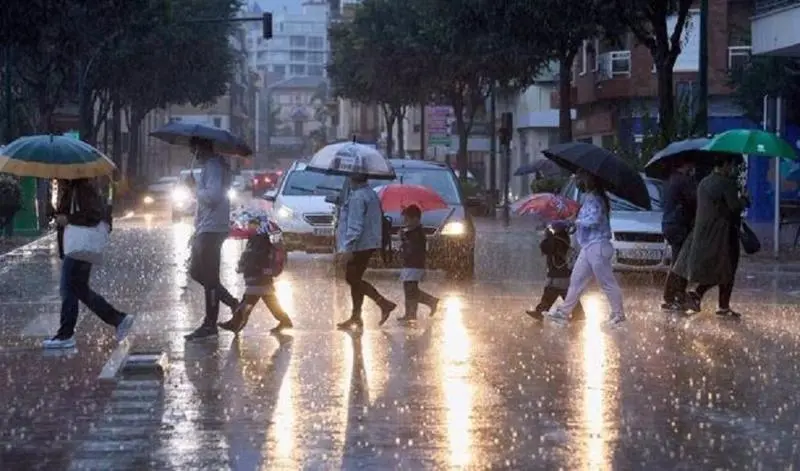 <p> Peatones bajo la lluvia en M&aacute;laga - JUNTA DE ANDALUC&Iacute;A </p>