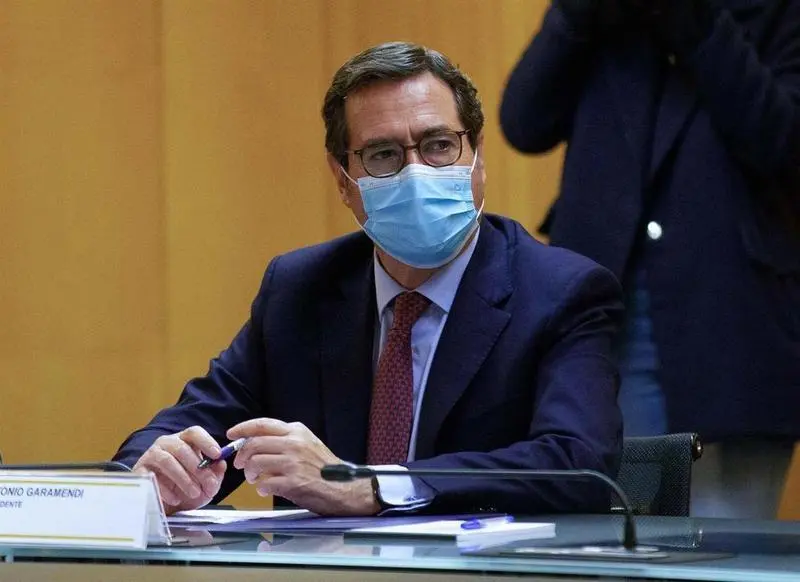 <p> El presidente de CEOE, Antonio Garamendi, en una imagen de archivo. - Isabel Infantes - Europa Press </p>