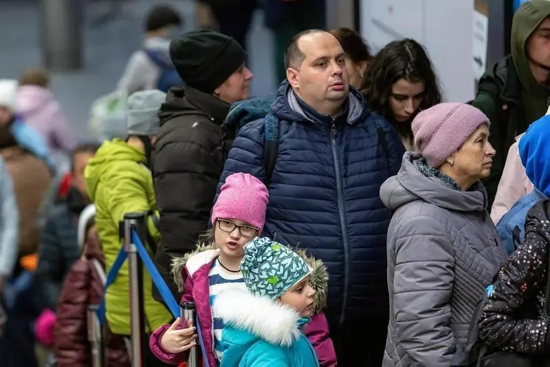 <p> Refugiados ucranianos en Cracovia </p>