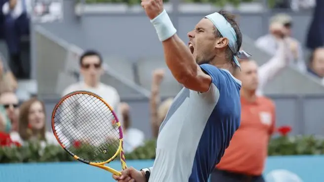 <p> Rafa Nadal tras vencer a Goffin </p>