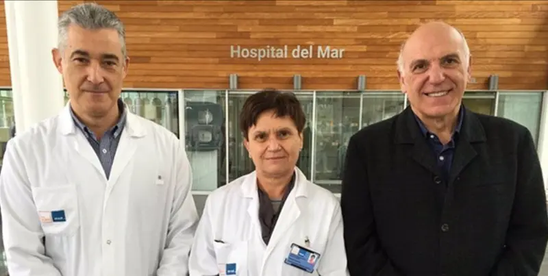 <p> Los investigadores, de izquierda a derecha, Gabriel Vallecillo, Marta Torrens y Jaume Marrugat. - CIBER </p>