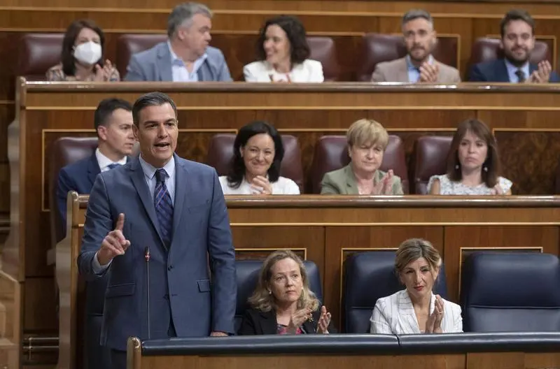 <p> El presidente del Gobierno, Pedro S&aacute;nchez, interviene en una sesi&oacute;n plenaria, en el Congreso de los Diputados </p>