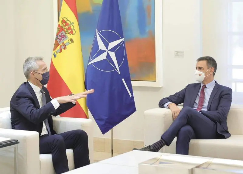 <p> El presidente del Gobierno, Pedro S&aacute;nchez, durante una reuni&oacute;n con el secretario general de la OTAN, Jens Stoltenberg </p>