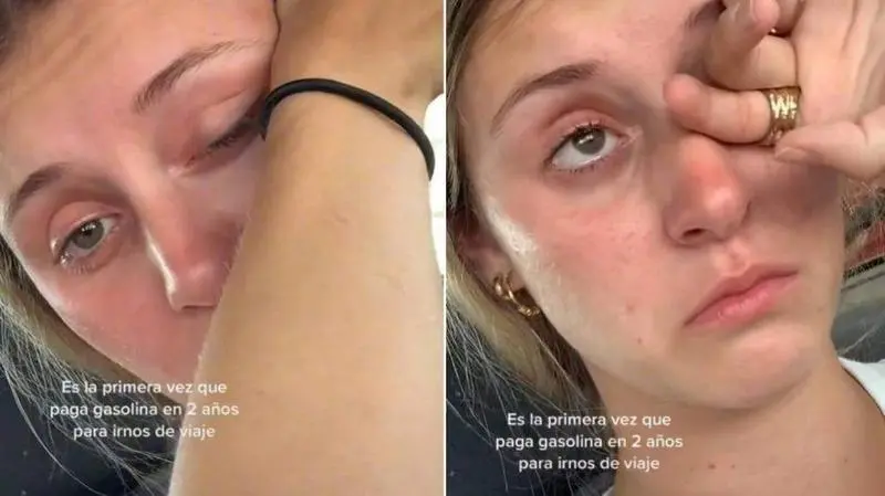 <p> La joven llorando en capturas de su v&iacute;deo de TikTok </p>