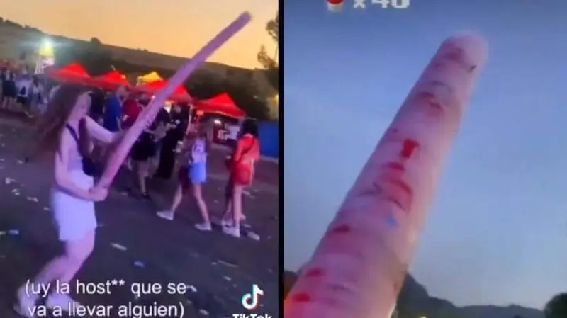 <p> Captura del v&iacute;deo donde la joven Alba recoge y apila los vasos del festival </p>