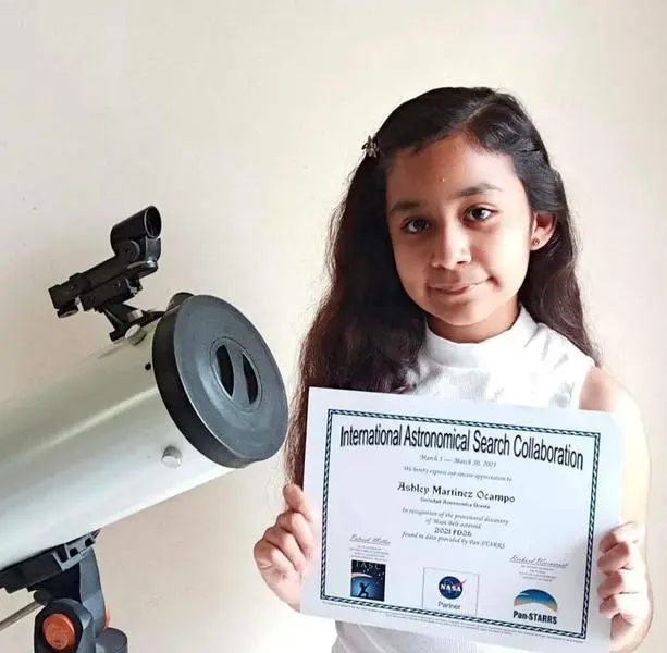 <p> Ashley Mart&iacute;nez Ocampo, ni&ntilde;a de 11 a&ntilde;os que ha descubierto un nuevo asteroide durante su participaci&oacute;n en un programa de la NASA. Twitter </p>