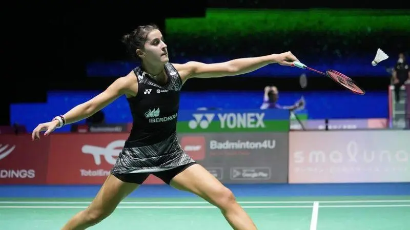 <p> Carolina Mar&iacute;n en el Mundial de b&aacute;dminton ya est&aacute; clasificada para cuartos de final. EFE </p>