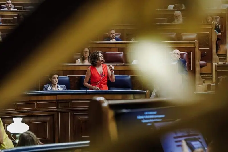 <p> La ministra de Hacienda y Funci&oacute;n P&uacute;blica, Mar&iacute;a Jes&uacute;s Montero, interviene en una sesi&oacute;n plenaria en el Congreso </p>