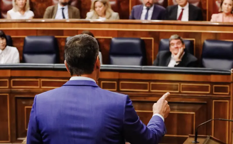 <p> El presidente del Gobierno, Pedro S&aacute;nchez, en una sesi&oacute;n plenaria en el Congreso de los Diputados - Carlos Luj&aacute;n - Europa Press </p>