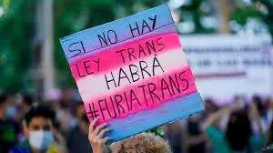 <p> Cartel en una manifestaci&oacute;n LGBTI a favor de la Ley Trans </p>