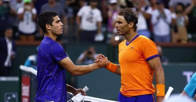 <p> Carlos Alcaraz junto a Rafa Nadal </p>