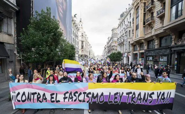<p> Manifestaci&oacute;n a favor de la Ley Trans </p>