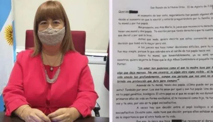 <p> La jueza salte&ntilde;a junto a la carta </p>