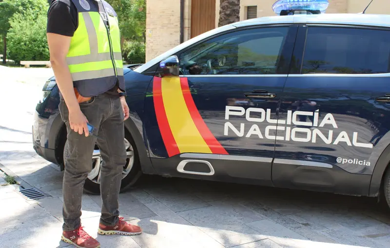  Un agente junto a un veh&iacute;culo de la Polic&iacute;a Nacional - POLIC&Iacute;A NACIONAL 