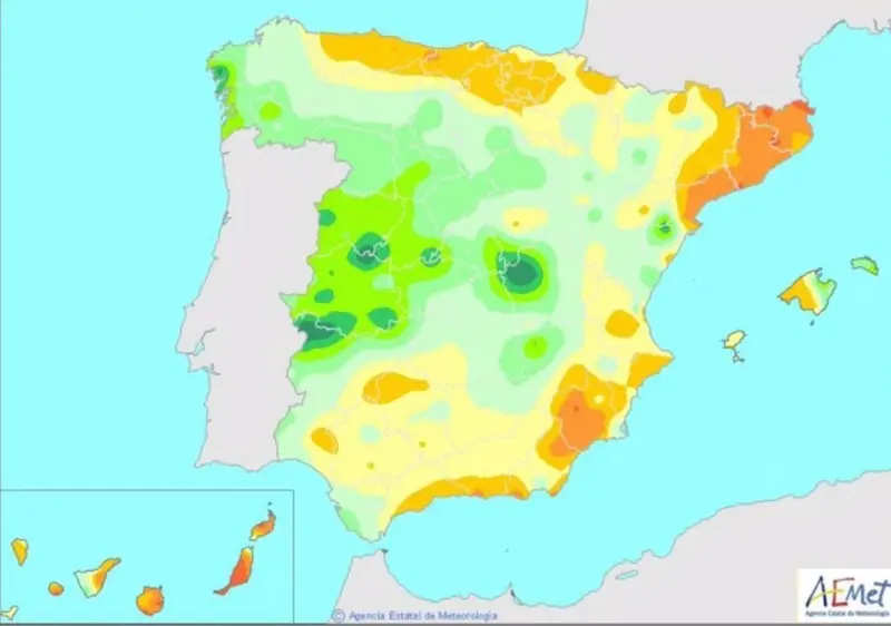  Las lluvias superan en un 1% el valor de precipitaciones normal desde el 1 de octubre al 27 de diciembre de 2022. - AEMET 