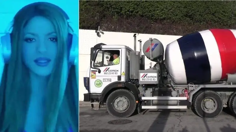  Shakira junto a la hormigonera que ha entrado en su casa 