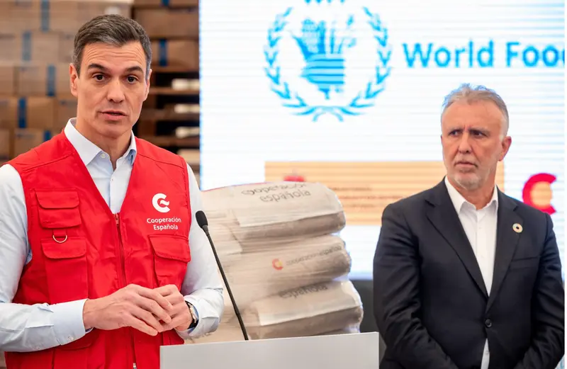  El presidente del Gobierno, Pedro S&aacute;nchez, interviene durante su visita a la base log&iacute;stica del Programa Mundial de Alimentos de las Naciones Unidas (WPF), a 27 de enero de 2023, en las Palmas de Gran Canaria, Gran Canaria, Islas Canarias (Espa&ntilde;a). - Europa Press 